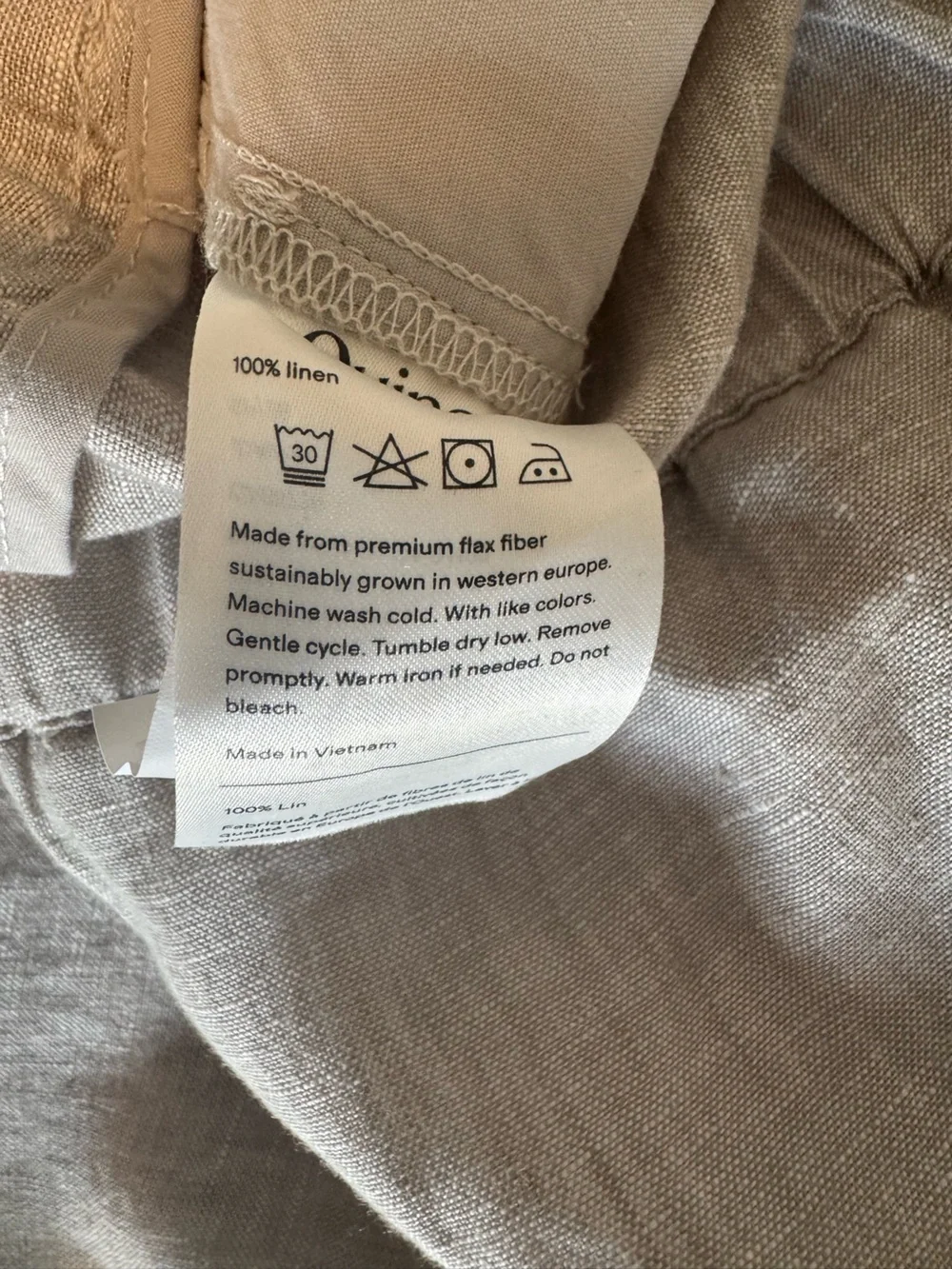 Quince Women's Flax Tan 100% European Linen Pants Size Large